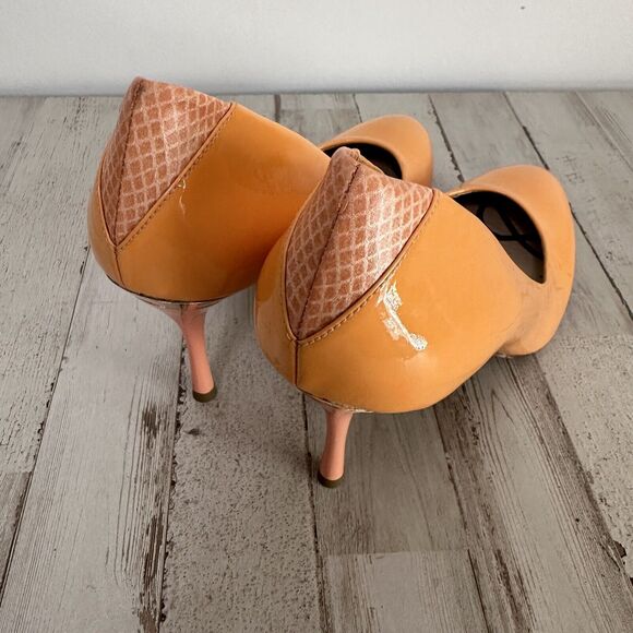 SAM EDELMAN Camdyn Peach Patent Leather Pumps Stiletto Heels Shoes 9M Summer EUC - Picture 4 of 12